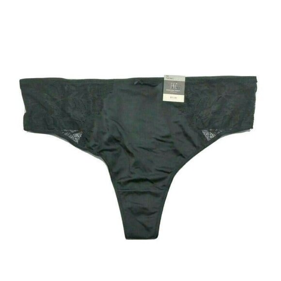 INC International Concepts Womens Thong Bikini Panty Deep Black Plus Size 1X NEW - Picture 2 of 10